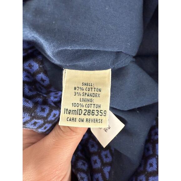 LL Bean Size 8 Favorite Fit Geometric Stretch Mini Pencil Skirt Navy Zip Casual - Picture 7 of 10